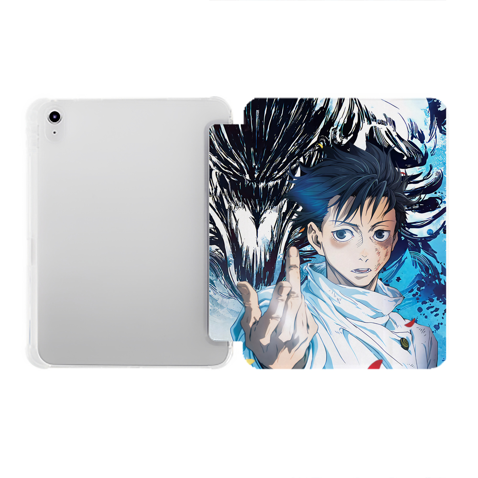（画像用） 呪術廻戦 Jujutsu Kaisen IPad ケース ペン収納付き 三つ折りスタンド PUレザー×シリコン 対応機種9.5/10.5/10.9インチ